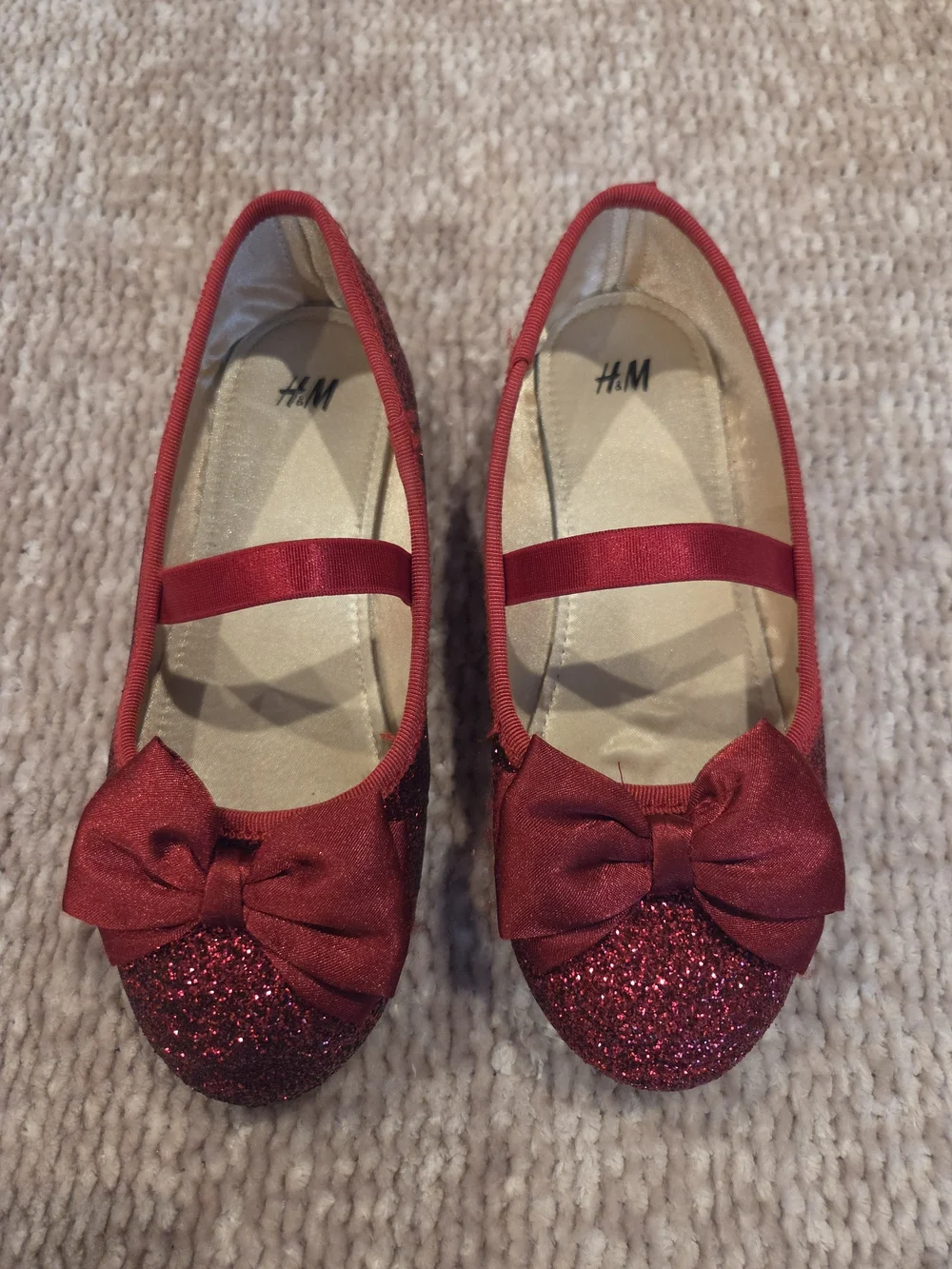 H&M Girls' Sparkle Red Bow Ballet Flats